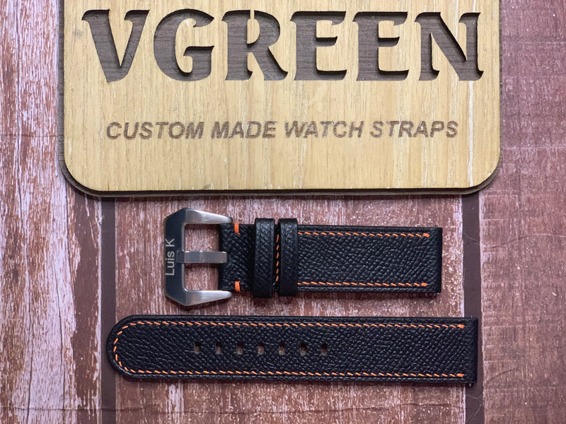 Epsom Leather Watch Strap - Black for Mido Ocean Star GMT