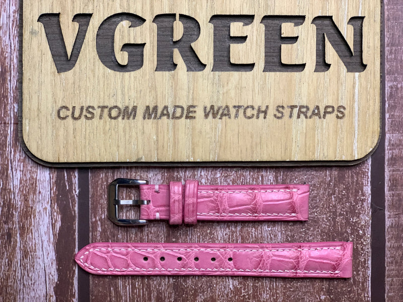 Crocodile Leather Watch Strap - Salmon Pink for Tag Heuer Carerra 29mm