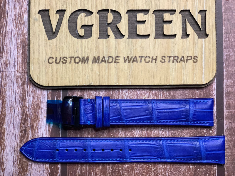 Crocodile Leather Watch Strap - Blue For steinhart ocen one pvd
