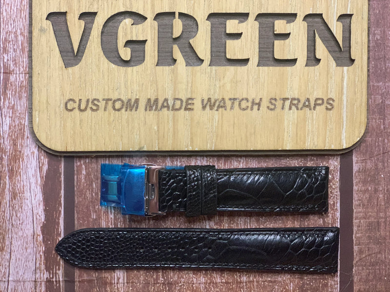 Ostrich Leg Leather Watch Strap - Black for Longines master collection 38mm