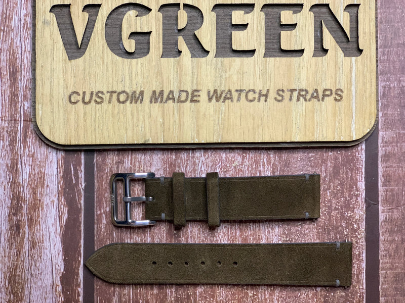 Suede Leather Watch Strap - Dark Gray for Longines Heritage Military
