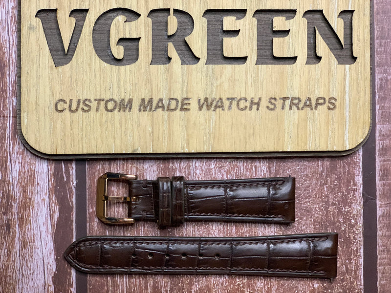 Crocodile Leather Watch Strap - Brown For cartier tank louis (wgta0011)