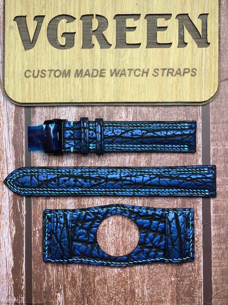 Shark Skin Watch Strap - Blue for Tissot SEASTAR 1000 POWERMATIC 80 T120.407.11.041.03