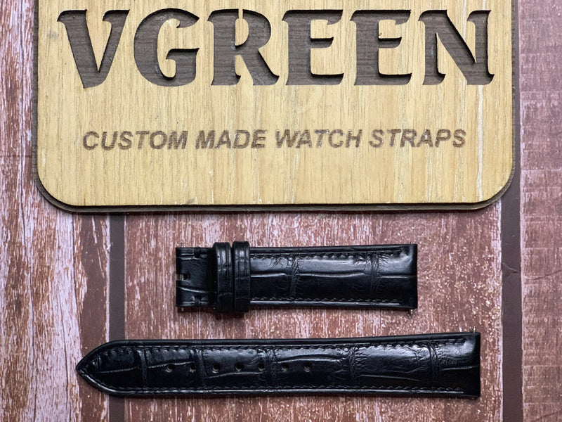 Crocodile Leather Watch Strap - Black For GO Sixties Panorama