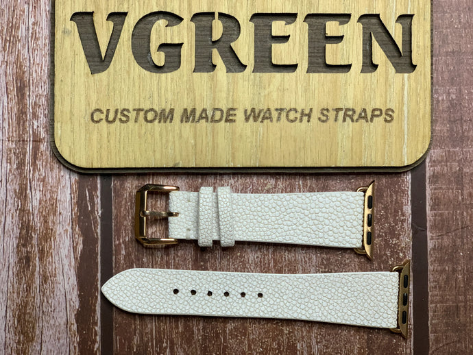 Stingray Leather Watch Strap - White  FOR Apple Watch