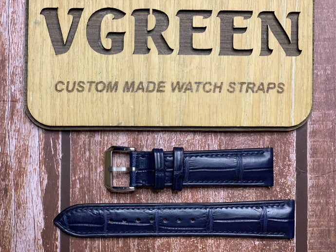 Crocodile Leather Watch Strap - Dark Blue For 2025 Rolex Daytona