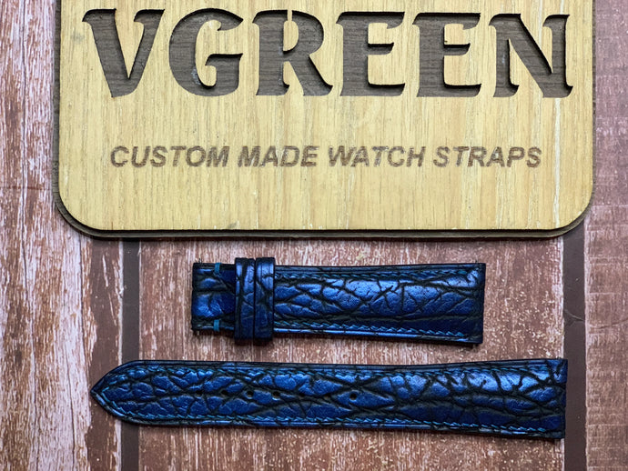 Shark Skin Watch Strap - Blue For Montblanc 1858