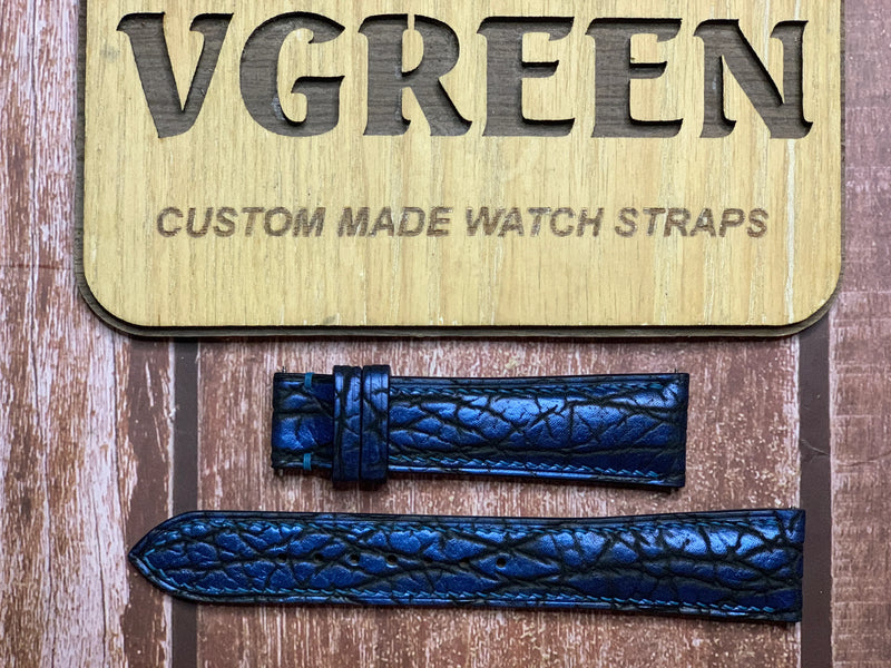 Shark Skin Watch Strap - Blue For Montblanc 1858