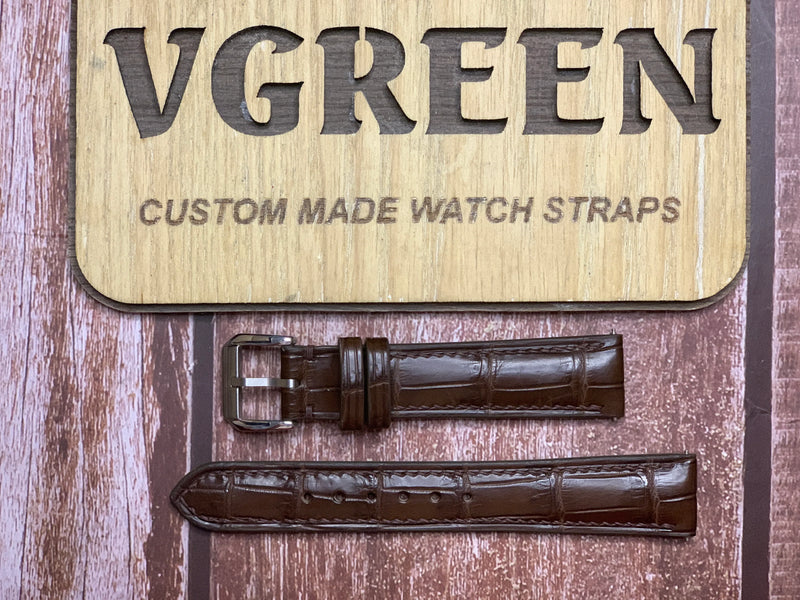 Crocodile Leather Watch Strap - Brown for 1956 Omega Geneve