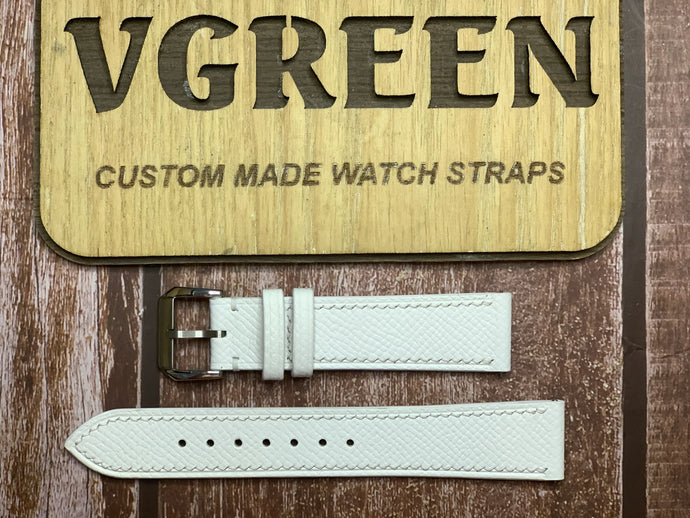 Epsom Leather Watch Strap - White For a Bulova Lunar Pilot