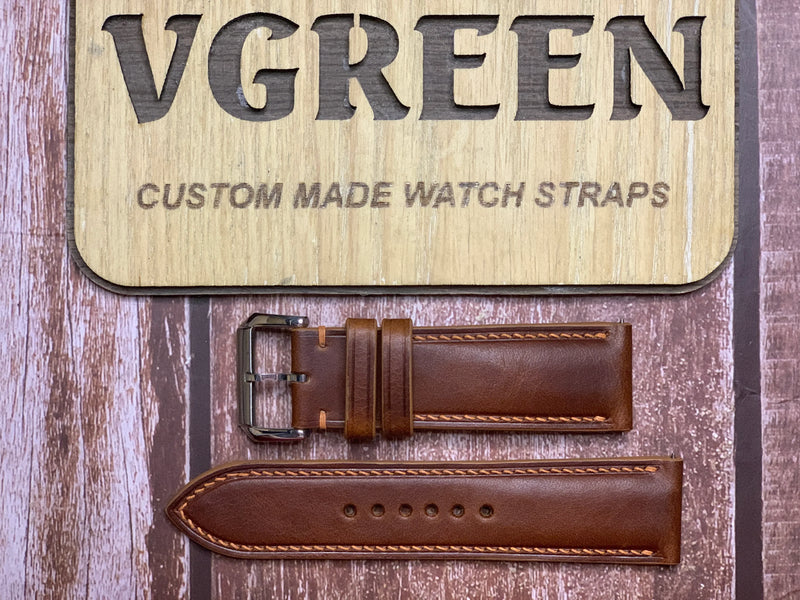 Badalassi Wax Leather Watch Strap - Cognac FOR Victorinox pilot watch