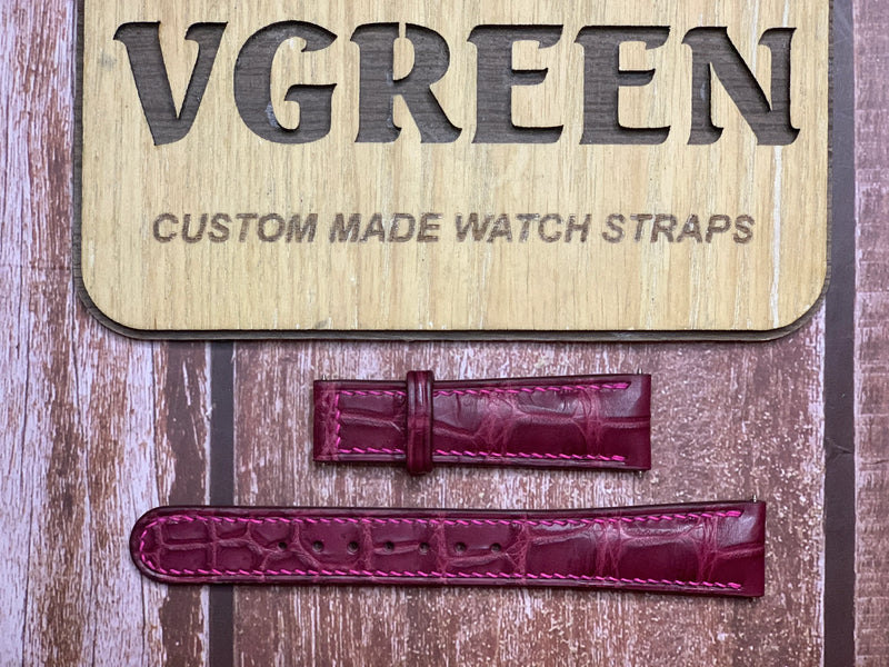 Crocodile Leather Watch Strap - Burgundy FOR  Grand Seiko Sbgm003