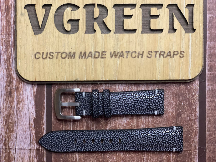 Stingray Leather Watch Strap - Black For Damasko DK30