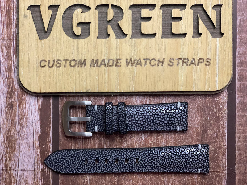 Stingray Leather Watch Strap - Black For Damasko DK30