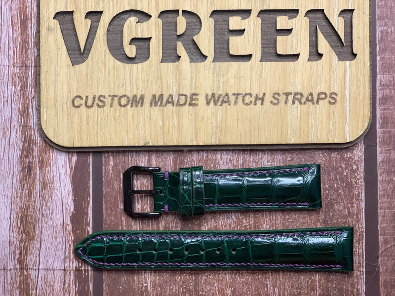 Crocodile Leather Watch Strap - Green For SEIKO SSC909 speedtimer chronograph