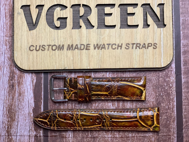 Crocodile Leather Watch Strap - Mixing Dye for Breitling Navitimer
