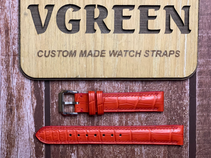 Crocodile Leather Watch Strap - Red for 1960 JLC 35mm