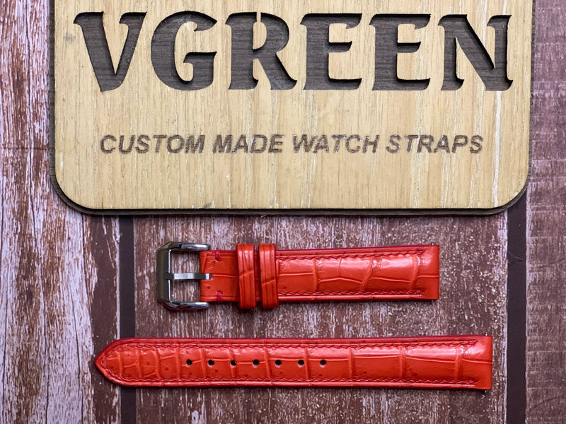 Crocodile Leather Watch Strap - Red for 1960 JLC 35mm