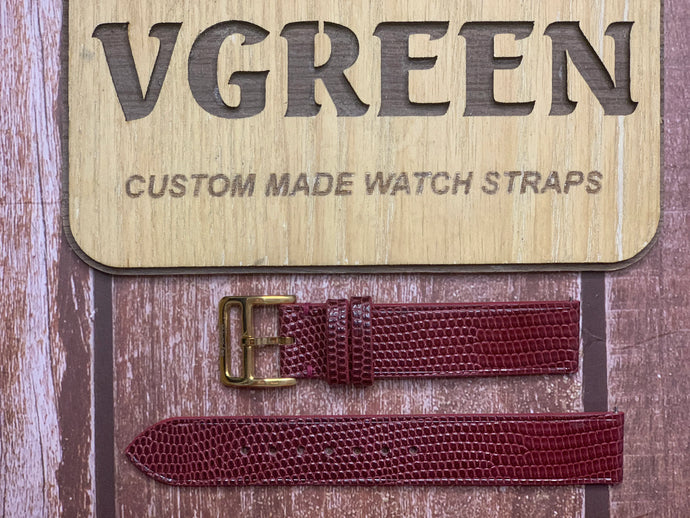 Lizard Leather Watch Strap - Red for Omega