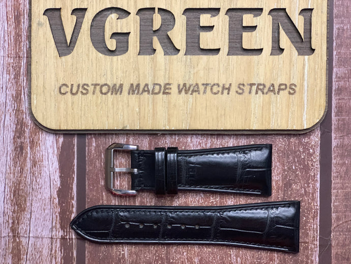 Crocodile Leather Watch Strap - Black For Cartier Tank Divan