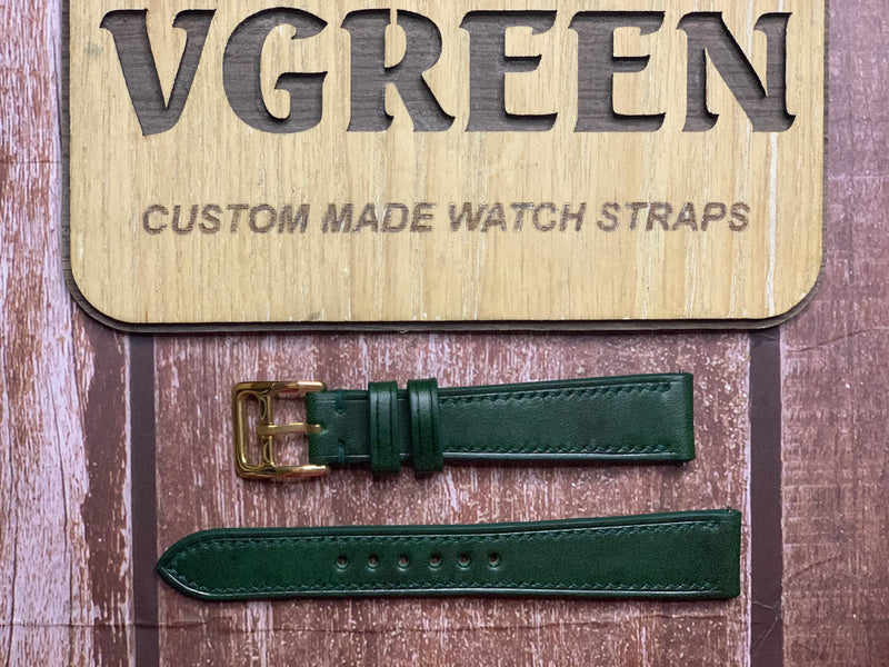 Buttero Leather Watch Strap - Deep Green for Vintage Longines