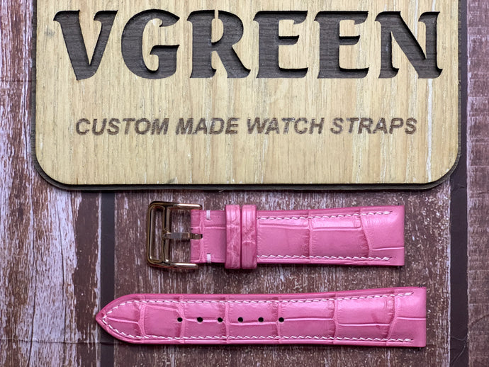 Crocodile Leather Watch Strap - Salmon Pink for  Cartier tank Chinoise