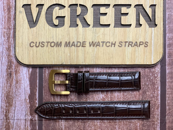 Crocodile Leather Watch Strap - Brown  For omega Seamaster deville