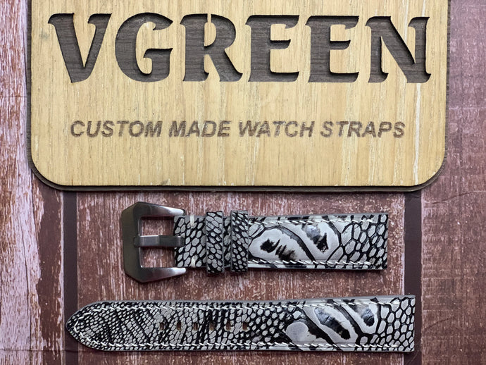 Ostrich Leg Stonewash Leather Watch Strap - Gray FOR Breitling Superocean Chronograph May 2011