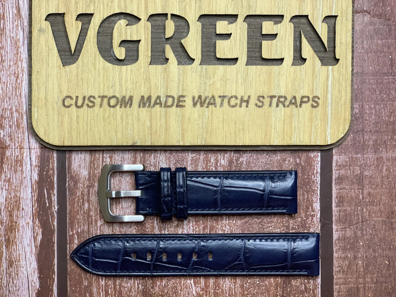 Crocodile Leather Watch Strap - Dark Blue