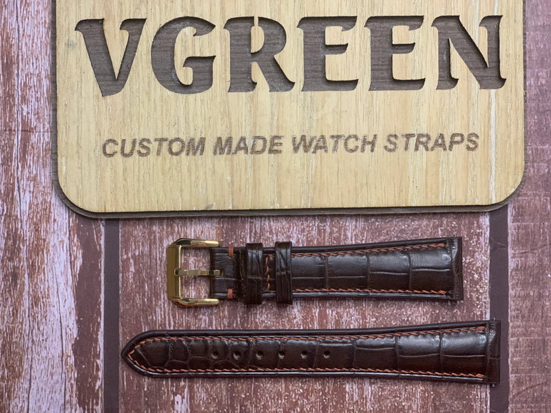 Crocodile Leather Watch Strap - Brown