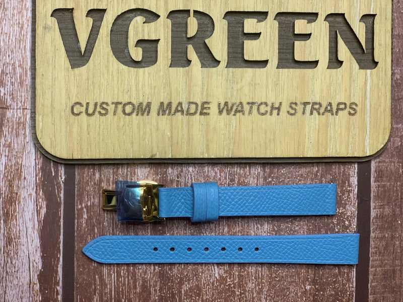 Epsom Leather Watch Strap - Baby Blue For raymond weil 9955