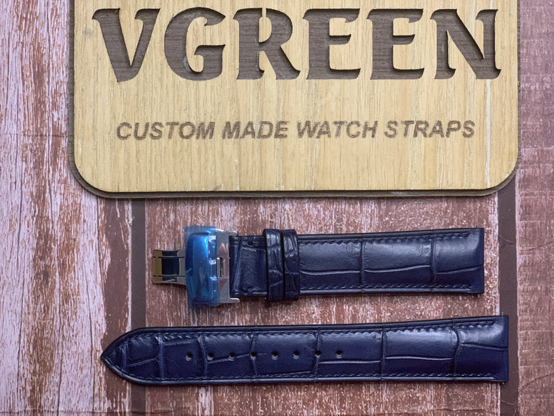 Crocodile Leather Watch Strap - Dark Blue for 44 mm Panerai lumator
