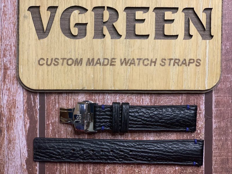 Shark Skin Watch Strap - Black for Mido Multifort Patrimony 40 mm