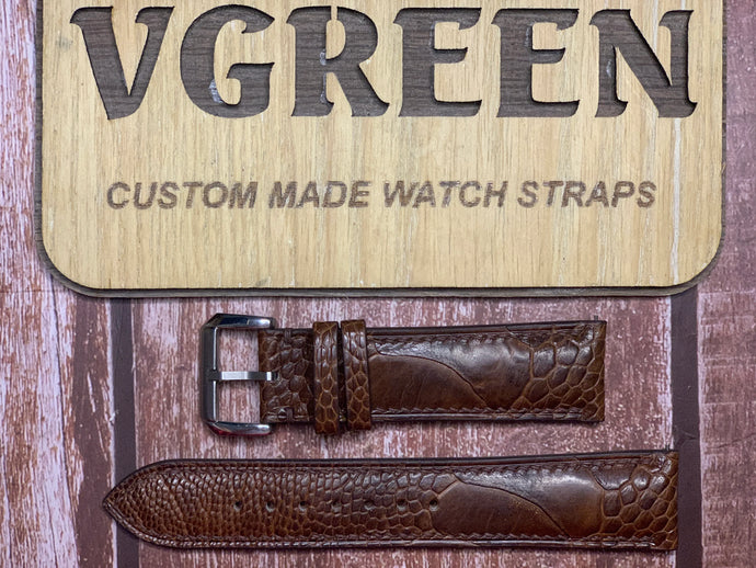 Ostrich Leg Leather Watch Strap - Dark Brown For Oris Artelier pointer date