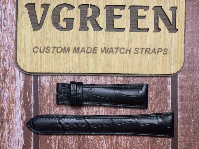 Crocodile Leather Watch Strap - Black