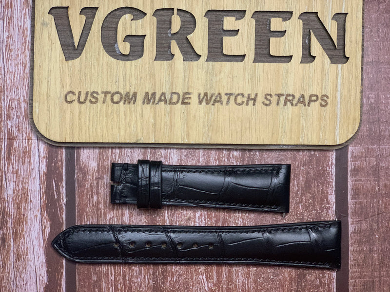 Crocodile Leather Watch Strap - Black