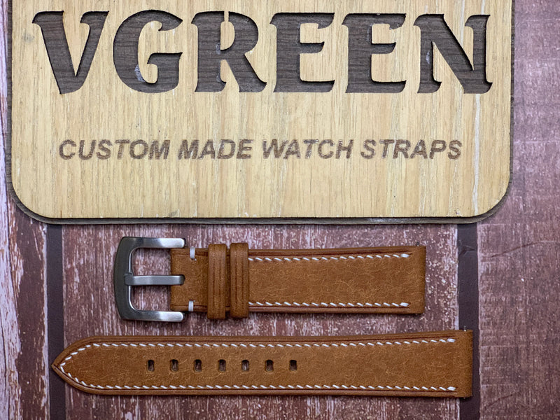 Maya Leather Watch Strap - Whisky for green Q Timex 1978
