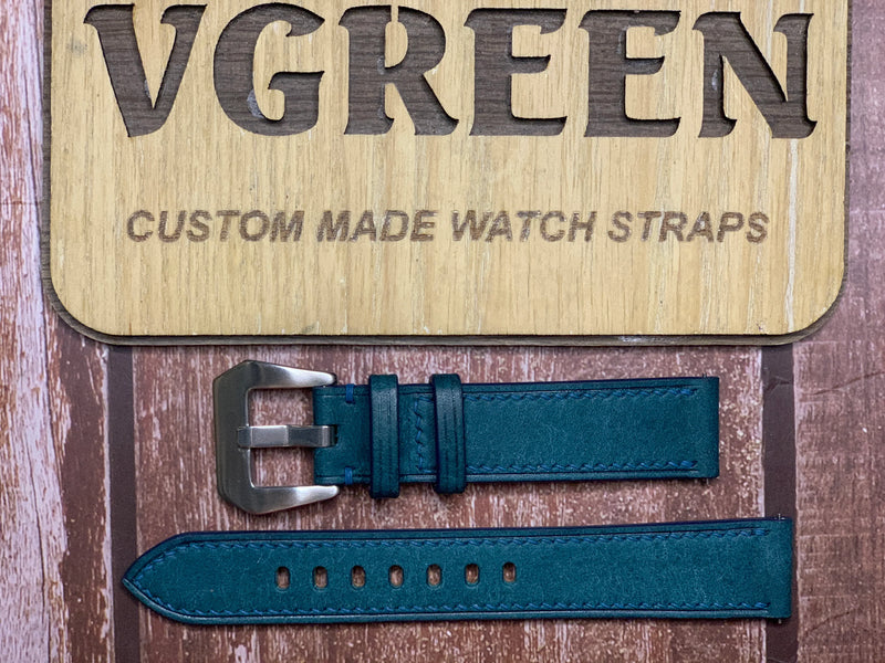 Maya Leather Watch Strap - Turquoise  for my grey Beda'a Angles 37mm
