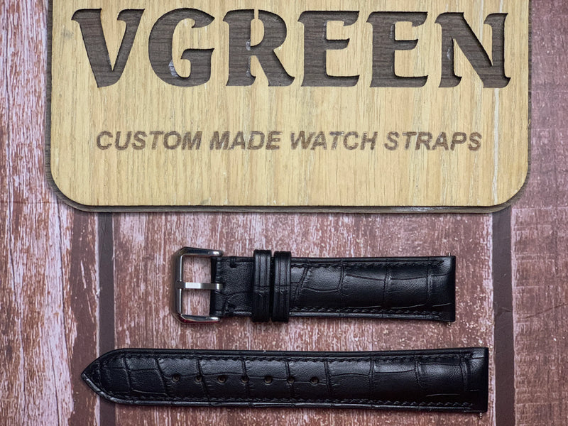 Crocodile Leather Watch Strap - Black  For IWC Mark XVI