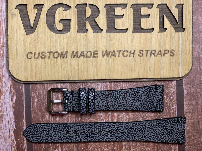 Stingray Leather Watch Strap - Black for Omega