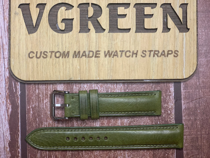 Badalassi Wax Leather Watch Strap - Olive Green for Oris