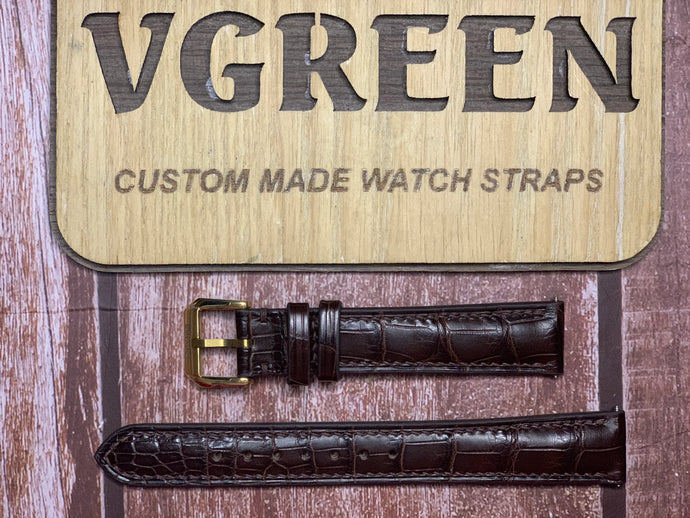 Crocodile Leather Watch Strap - Brown for 1964 Omega Seamaster Vintage