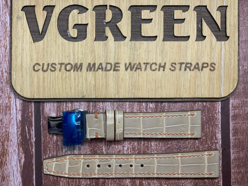 Crocodile Leather Watch Strap - Gray For a 1964 vintage omega seamaster (165.001 case)