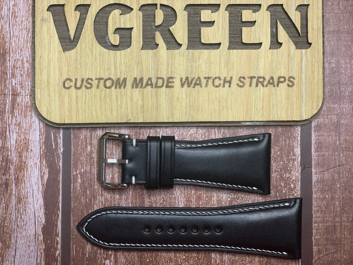 Buttero Leather Watch Strap - Black for Swiss Legend Conqueror dive type watch