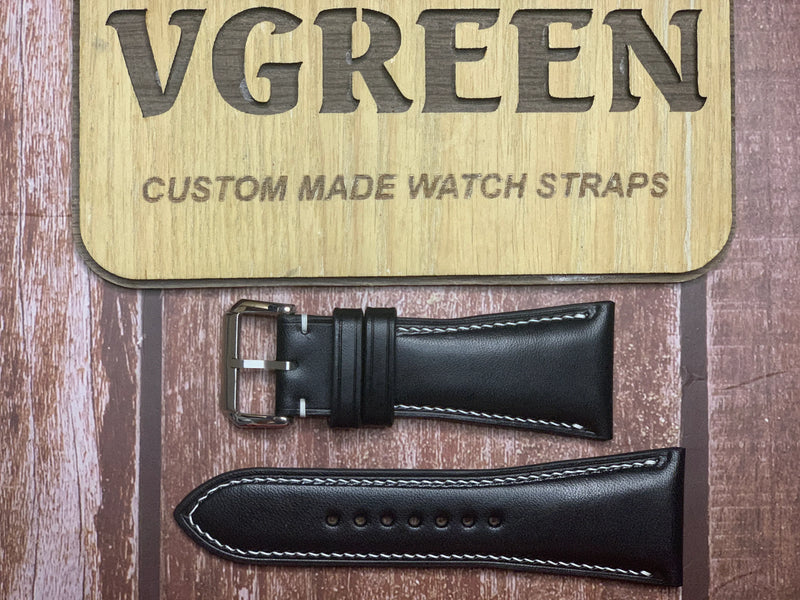 Buttero Leather Watch Strap - Black for Swiss Legend Conqueror dive type watch