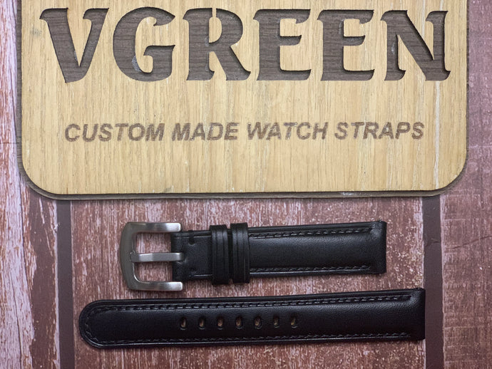 Buttero Leather Watch Strap - Black  for Hamilton Ventura quartz