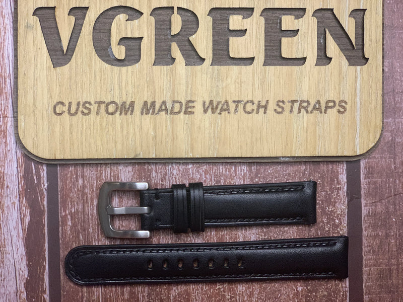 Buttero Leather Watch Strap - Black  for Hamilton Ventura quartz