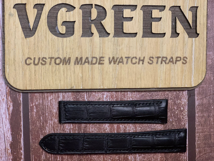 Crocodile Leather Watch Strap - Black FOR Baume & Mercier MV045063