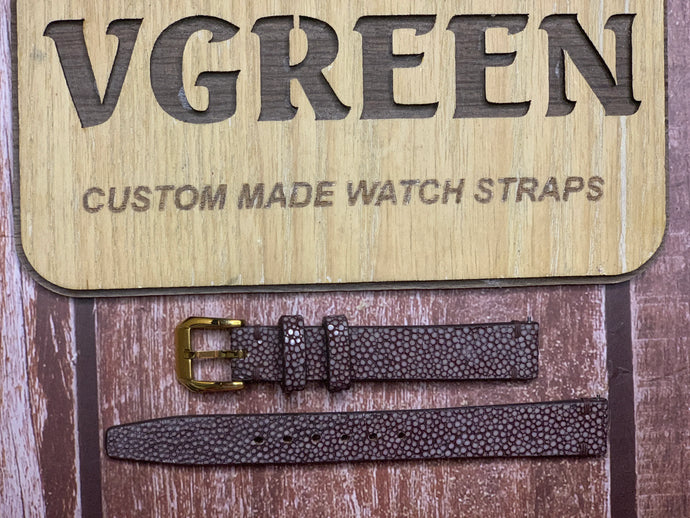 Stingray Leather Watch Strap - Brown For Longines Dolcevita