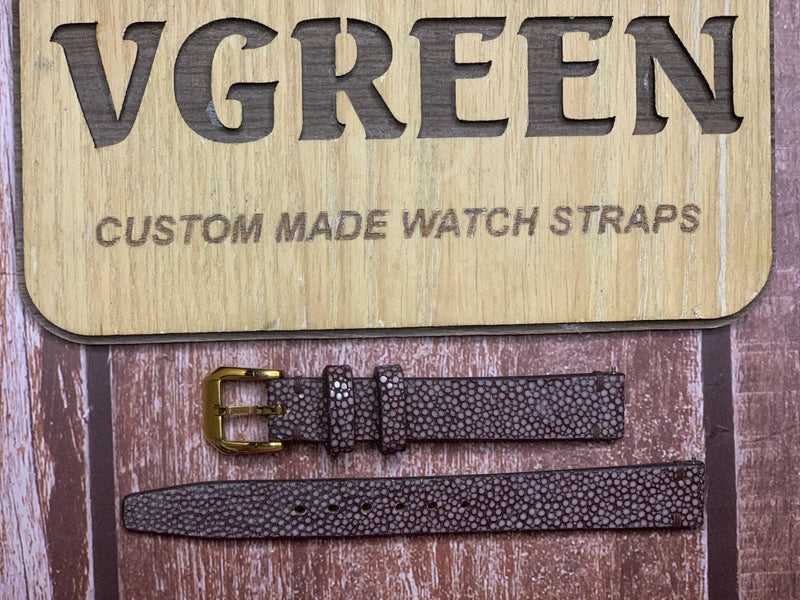 Stingray Leather Watch Strap - Brown For Longines Dolcevita